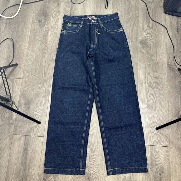 Southpole Studded Baggy Wide Leg Jeans 32x30 Mens Blue Denim Skate 90s Y2K - Picture 7 of 10